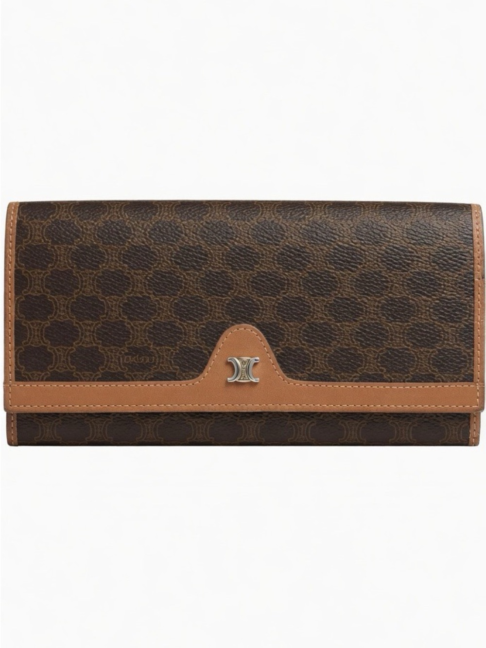 Celine Brown and Tan Triomphe Continental Wallet